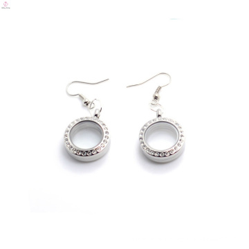 Hot designer earrings for cute girls,low price photo glass floating locket earrings